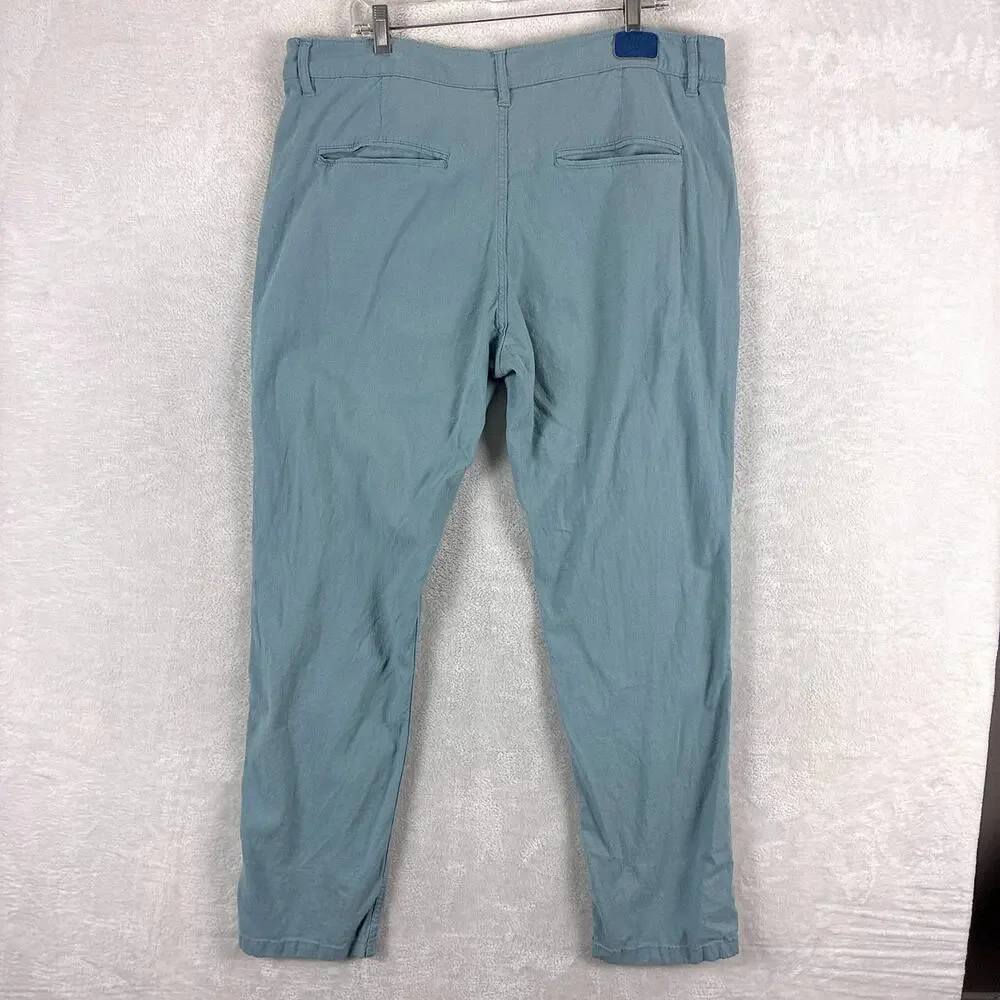 Mugsy Pants Mens 38x32 Blue Coves Linen Rayon Preppy Classic Luxury Beach Summer